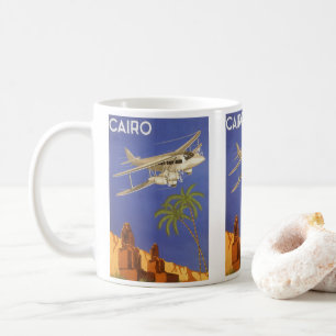 Mug Vintage voyage au Caire, Égypte, Biplane Avion
