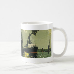 Mug Vintage voyage, bateau de croisière dans un port