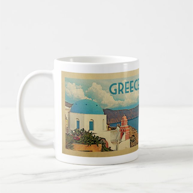 Mug Vintage voyage de Santorin Grèce (Gauche)