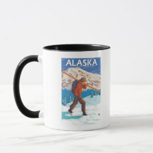 Mug Vintage voyage de transport 3 de skis de neige de