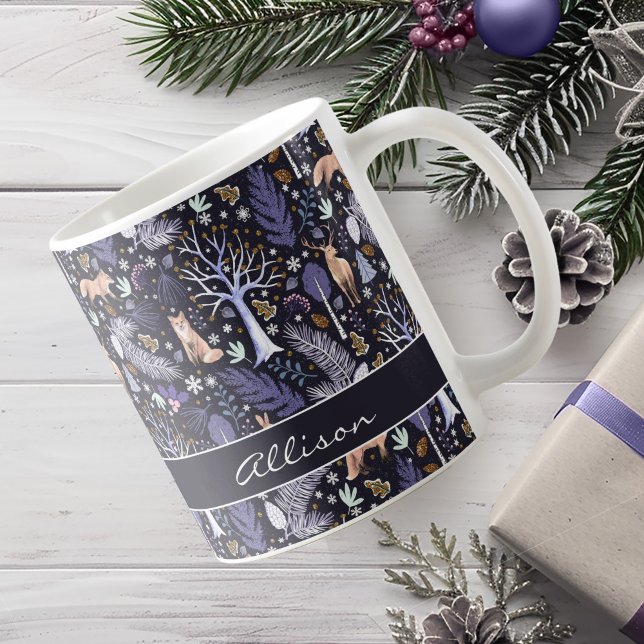 Mug Violet/or de bois d'hiver ID785 (Créateur téléchargé)