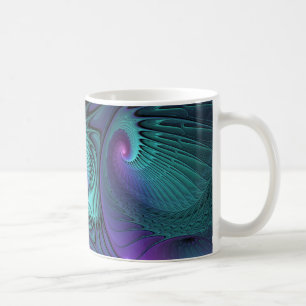 Mug Violet rencontre Turquoise moderne art fractal abs