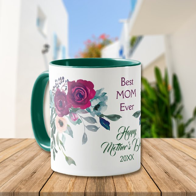 Mug Violet Rose Bouquet Meilleure Maman Fête des Mères (Créateur téléchargé)
