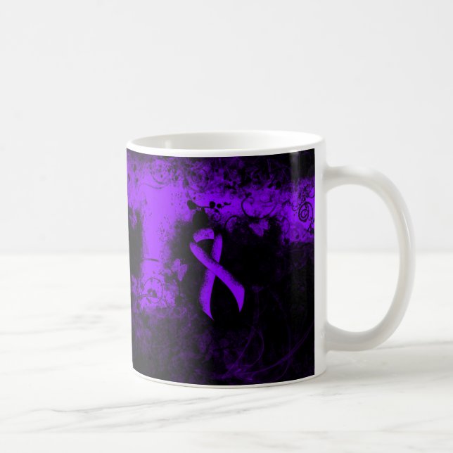 Mug Violet Ruban Grunge Heart, lymphome de Hodgkin (Droite)