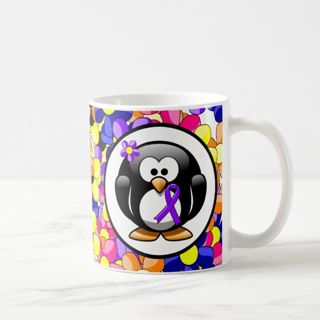 Mug Violet Ruban Penguin, lymphome de Hodgkin (Droite)