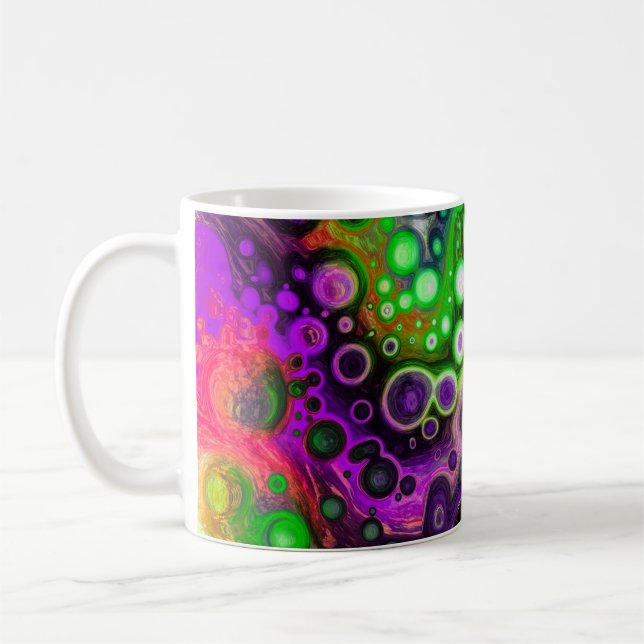 Mug Violet, Vert citron, Art Fluide Noir (Gauche)