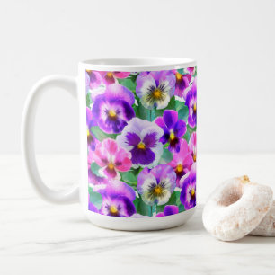 Mug Violets colorés Pansy Flower Motif