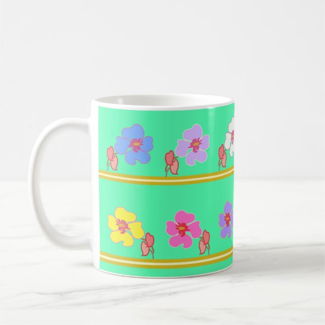 Mug violets left&right mint green (Gauche)
