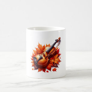 Mug Violon dans le lit des feuilles