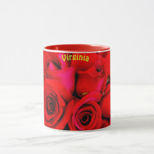 Mug VIRGINIA ~ Boues de rose rouge personnalisées Phot