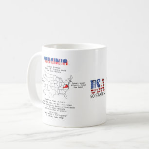 Mug Virginia États américains sur une carte et des inf
