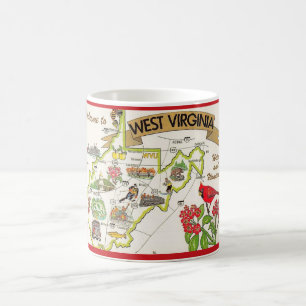 Mug Virginie occidentale illustrée vintage 