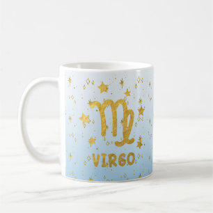 Mug Virgo Zodiac Musique d'astrologie bleue et or