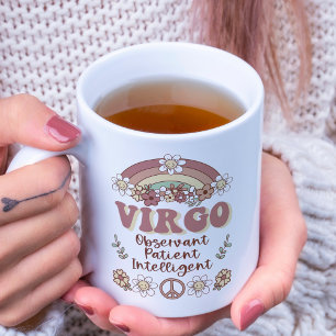 Mug Virgo Zodiac Super Retro Floral Arc-en-ciel
