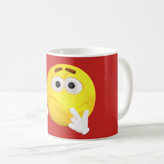 Mug Visage confus de bande dessinée d'émoticône (Devant droit)