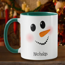 Visage de Bonhomme de Neige Heureux Rouge Nom Pers