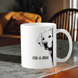 Mug Visage de Chien Drôle & "Peek-a-Brew" Humour de Ma