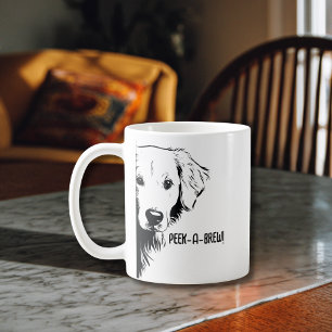 Mug Visage de Chien Drôle & "Peek-a-Brew" Humour de Ma