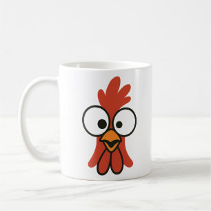 Mug Visage de Coq de Dessin Animé Drôle avec des Yeux