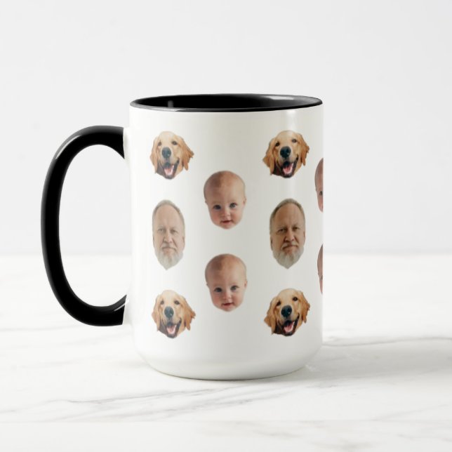 Mug Visage de famille mignonne personnalisé 3 photos M (Gauche)