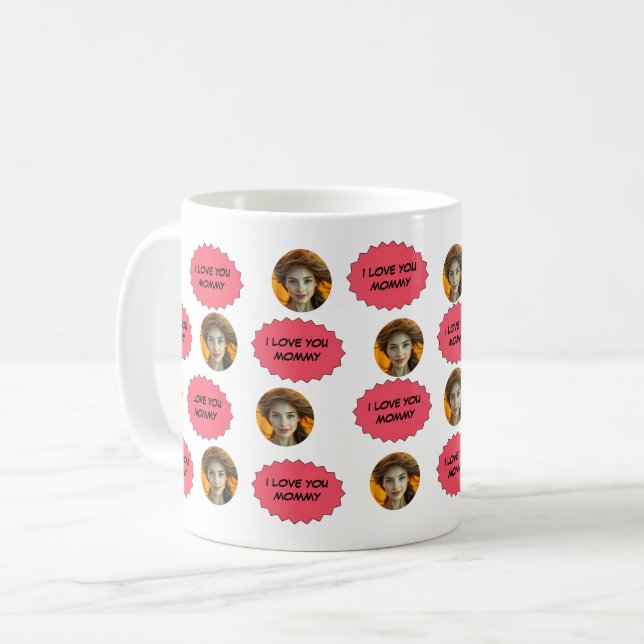 Mug Visage de famille mignonne personnalisé 5 photos (Devant gauche)