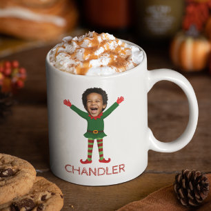 Mug Visage et nom de l'enfant Elf Christmas Drôle cade