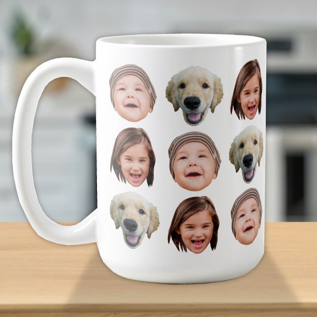 Mug Visage Familial Personnalisé 3 Photos Cute Coffee  (Créateur téléchargé)