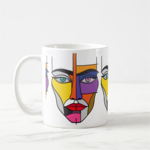 Mug Visage Géométrique Abstrait : Pop Art Cubiste Colo