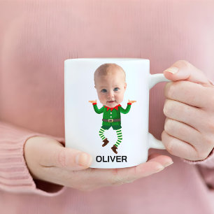 Mug Visage personnalisé bébé visage drôle elfe de Noël
