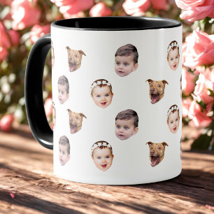 Mug Visage personnalisé, cadeau familial unique, 3 pho