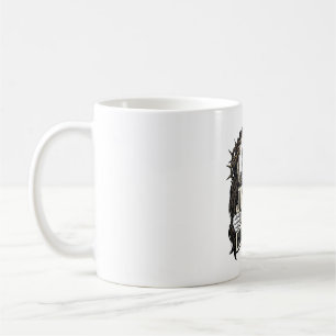 Mug Visage saint couronné gravé vintage vector design_
