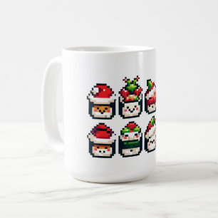 Mug Visages de sushi de Noël - Jote Pixel Art Holiday