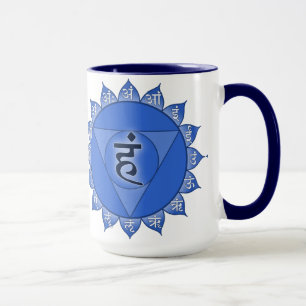 Mug Vishuddha Chakra Blue Petals & Sanskrit Vowels