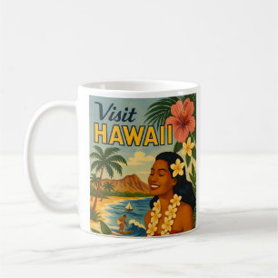 Mug Visite Hawaii Tourisme Art Mid Century