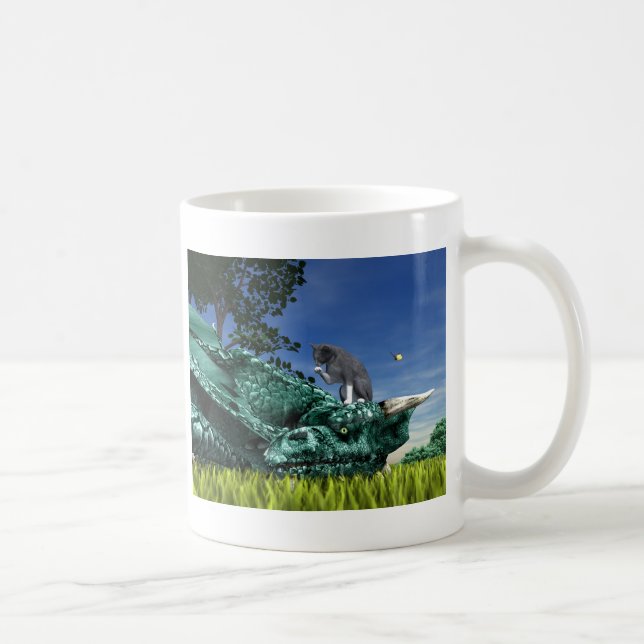 Mug Visiteur surprise - Chat mignon sur la tête du dra (Droite)