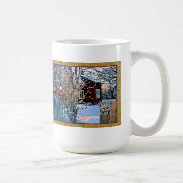 Mug Visiteurs de réveillon de Noël (puma et corneille) (Droite)