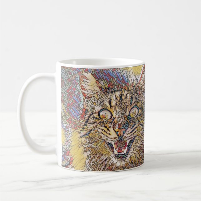 Mug Vitrail multicolore chat en colère (Gauche)
