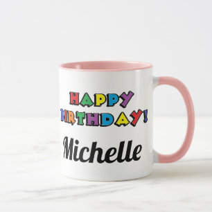 Mug Vivez long et des pattes Purr rose Anniversaire Pe