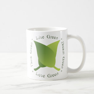 Mug Vivez vert, pensez vert, vert de rêve, vert d'amo