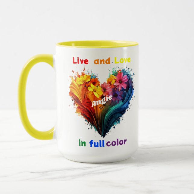 Mug Vivre Et Aimer En Couleur Pleine (Gauche)