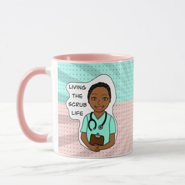 Mug Vivre la vie de l'épouvantail | Infirmière, aidant (Gauche)