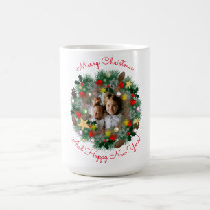 Mug Vœux de Noël et du Nouvel An, photo dans une couro
