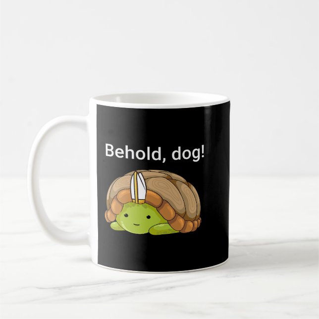 Mug Voici Chien Drôle Tortue Portant Un Casquette Prêt (Gauche)