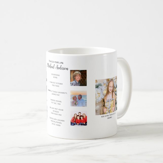 MUG VOICI VOTRE VIE - AJOUTER 8 PHOTOS + 8 MILESTONES (Devant droit)