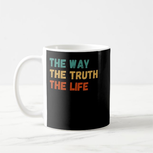 Mug Voie, Vérité et Vie - Retro Jésus Bible chrétienne (Gauche)