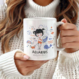 Mug Voile Aquarius Zodiac Mug, mignonne fille et océan