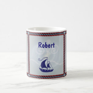 Mug Voilier avec cadre de corde Texte personnalisé