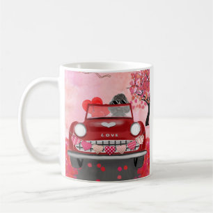 Mug Voiture de chien caniche avec la Saint-Valentin co
