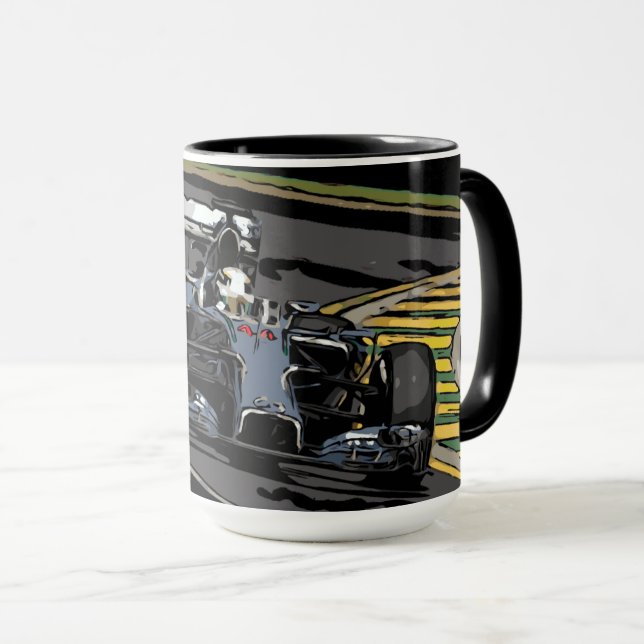 MUG VOITURE DE COURSE - NÉE À LA COURSE (Devant droit)