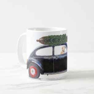 Mug voiture de Noël avec chien
